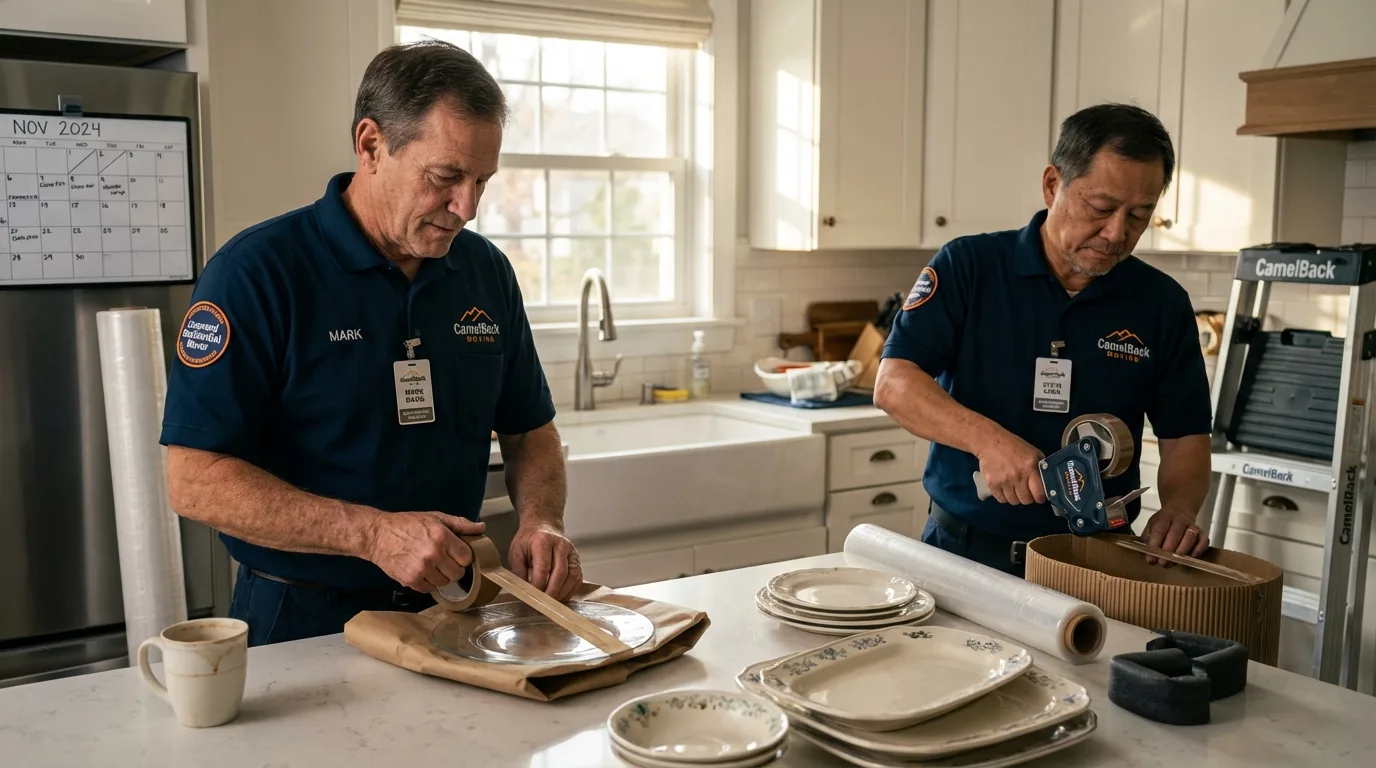 Professional crew packing kitchen dishware in Lebanon, PA